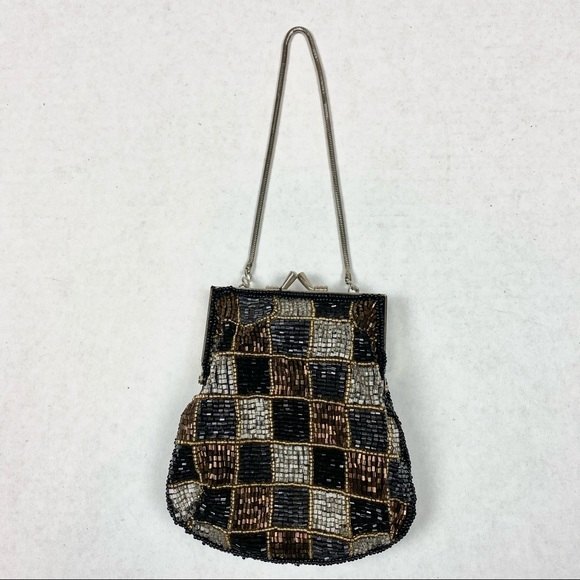 Beaded Square Design Handbag - Picture 1 of 6